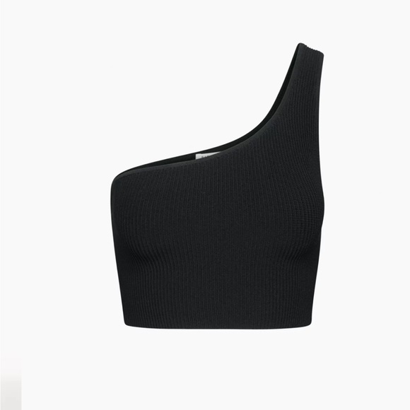 Babaton Tops - Babaton Sculpt Knit One-Shoulder Cropped Tank Black Xs NWT Aritza